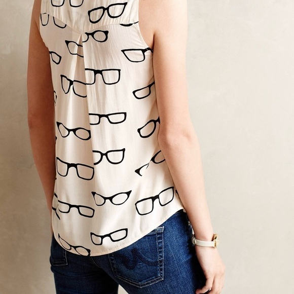 Anthropologie Maeve Armory glasses blouse Pullover Tank Size 4 Sleeveless Artsy - Picture 4 of 11